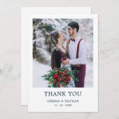 シンプルモダンティール(緑がかった色)1写真結婚のサンキューカード サンキューカード (正面/裏面)