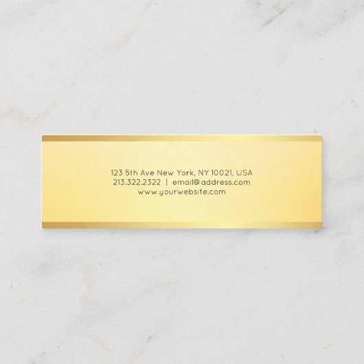 シンプルモダンテンプレートエレガントグラマフェイク金ゴールド スキニー名刺 (裏面)