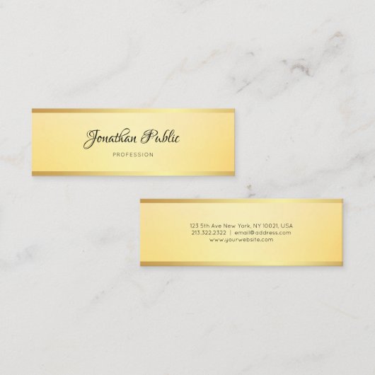 シンプルモダンテンプレートエレガントグラマフェイク金ゴールド スキニー名刺 (正面/裏面)