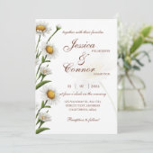 シンプルモダンデイジー水色フローラ結婚ズ 招待状 (スタンド正面)