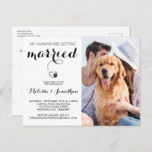 シンプルモダンドッグパーソナライズされた写真結婚Pet インビテーションポストカード (正面/裏面)
