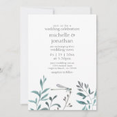 シンプルモダンドラゴンフライガーデン結婚グリーナリー 招待状 (正面)