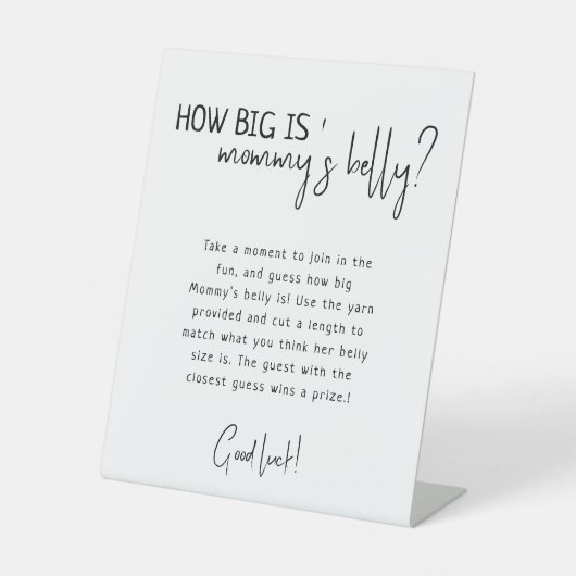 シンプルモダンニュートラルどのぐらい大きいママのお腹 台座サイン (正面)