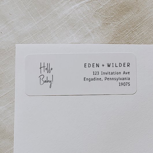 シンプルモダンニュートラルハローベビー差出人住所 ラベル