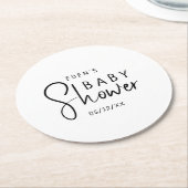 シンプルモダンニュートラルベイビーシャワー ラウンドペーパーコースター (アングル)