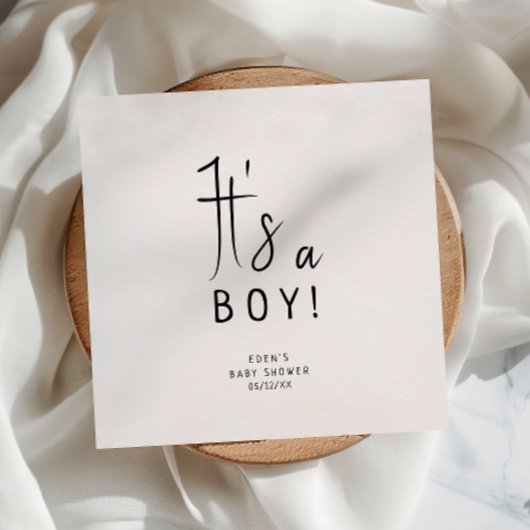 シンプルモダンニュートラル男の子!赤ちゃんシャワー スタンダードカクテルナプキン