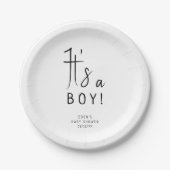 シンプルモダンニュートラル男児シャワー ペーパープレート (正面)