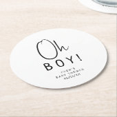 シンプルモダンニュートラル赤ちゃんシャワーおおーい！ ラウンドペーパーコースター (アングル)