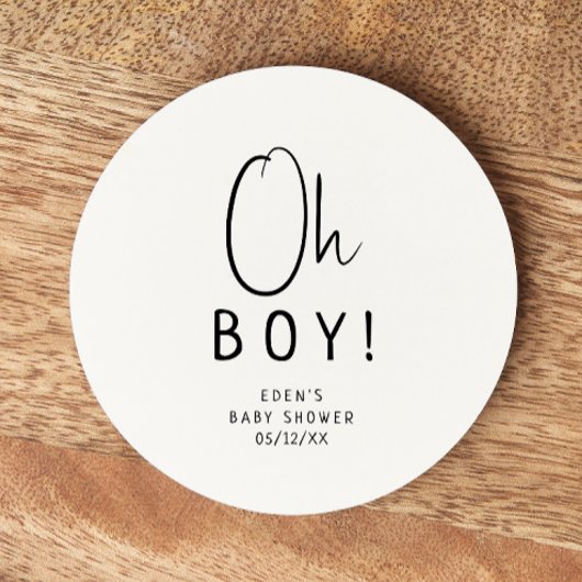 シンプルモダンニュートラル赤ちゃんシャワーおおーい！ ラウンドペーパーコースター