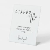 シンプルモダンニュートラル赤ちゃんシャワーおむつラッフル 台座サイン (正面)