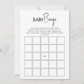シンプルモダンニュートラル赤ちゃんシャワーベビービンゴカード 招待状 (正面)