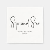 シンプルモダンニュートラルSipとSee Napkins スタンダードカクテルナプキン (正面)