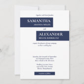 シンプルモダンネイビーブルーホワイトジオメトリック結婚ス 招待状 (正面)