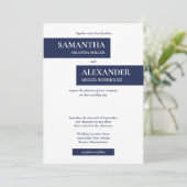 シンプルモダンネイビーブルーホワイトジオメトリック結婚ス 招待状 (スタンド正面)