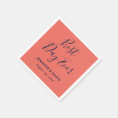 シンプルモダンネイビーブルー&コーラル結婚ズ スタンダードカクテルナプキン (角)