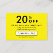 シンプルモダンネオンイエローディスカウントクーポンロゴQR 割引カード (正面)