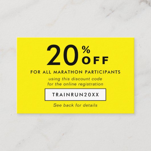 シンプルモダンネオンイエローディスカウントクーポンロゴQR 割引カード (正面)