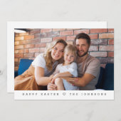 シンプルモダンハッピーイースターカスタムワンファミリーフォト シーズンカード (正面/裏面)