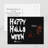 シンプルモダンハッピーハローウィン不気味ブー シーズンポストカード (正面/裏面)