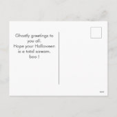 シンプルモダンハッピーハローウィン不気味ブー シーズンポストカード (裏面)