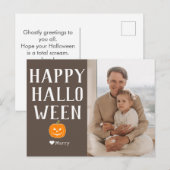 シンプルモダンハッピーハローウィン写真名 シーズンポストカード (正面/裏面)