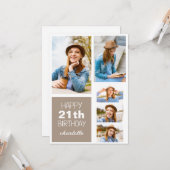 シンプルモダンハッピーバースデースタイリッシュ任意の年齢写真 カード (正面/裏面インサイチュ)