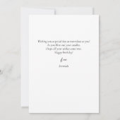 シンプルモダンハッピーバースデースタイリッシュ任意の年齢写真 カード (裏面)