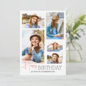 シンプルモダンハッピーバースデースタイリッシュ5写真 カード (スタンド正面)
