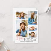 シンプルモダンハッピーバースデースタイリッシュ5写真 カード (正面/裏面インサイチュ)