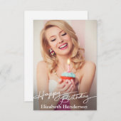 シンプルモダンハッピーバースデー サンキューカード (正面/裏面)