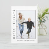 シンプルモダンハッピーホリデイズフォトグレー シーズンカード (スタンド正面)