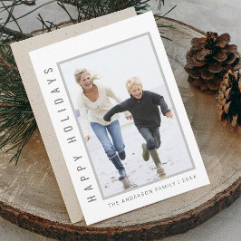 シンプルモダンハッピーホリデイズフォトグレー シーズンカード