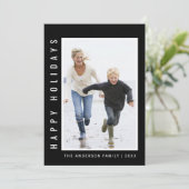 シンプルモダンハッピーホリデイズフォトブラック シーズンカード (スタンド正面)