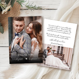 シンプルモダンハート結婚写真 サンキューカード