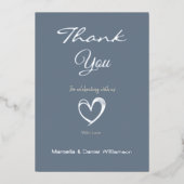 シンプルモダンハート＆スクリプトの感謝カード 箔招待状 (正面)