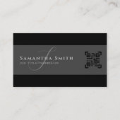 シンプルモダンハーフグレーハーフブラックQR モノグラムの 名刺 (正面)