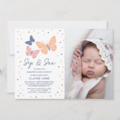 シンプルモダンバタフライ写真Sipと 招待状 (正面)