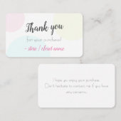 シンプルモダンパステルご購入ありがとう 名刺 (正面/裏面)