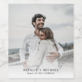 シンプルモダンパーソナライズされたエレガント写真結婚の ワインラベル (シングルラベル)