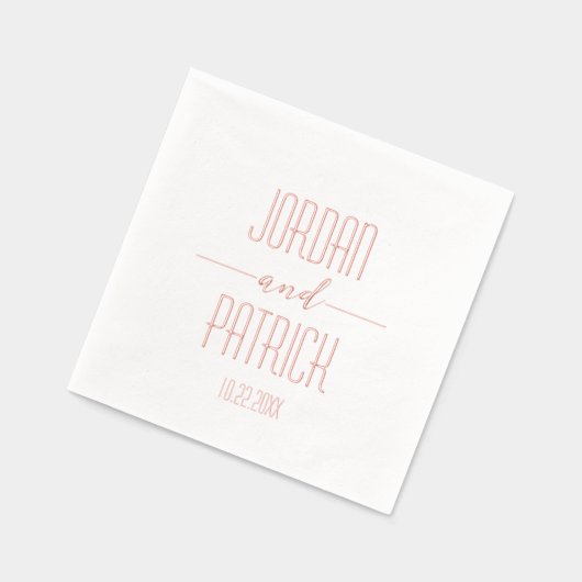 シンプルモダンパーソナライズされたミニマ結婚リスト 箔ナプキン (左)