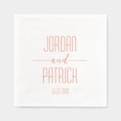 シンプルモダンパーソナライズされたミニマ結婚リスト 箔ナプキン (正面)