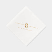 シンプルモダンパーソナライズされたモノグラ結婚ムズ 箔ナプキン (右)
