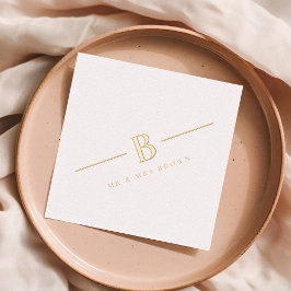 シンプルモダンパーソナライズされたモノグラ結婚ムズ 箔ナプキン