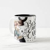 シンプルモダンパーソナライズされた写真コラージュ最高のパパ ツートーンマグカップ (正面左)