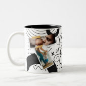 シンプルモダンパーソナライズされた写真コラージュ最高のパパ ツートーンマグカップ (左)