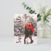 シンプルモダンパーソナライズされた婚約カップル ポストカード (スタンド正面)