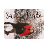 シンプルモダンパーソナライズされた婚約カップル マグネット (横)