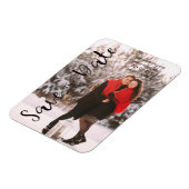 シンプルモダンパーソナライズされた婚約カップル マグネット (左側)