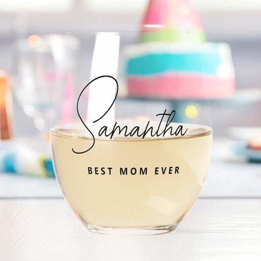 シンプルモダンパーソナライズされた最高のお母さん ステムなしワイングラス