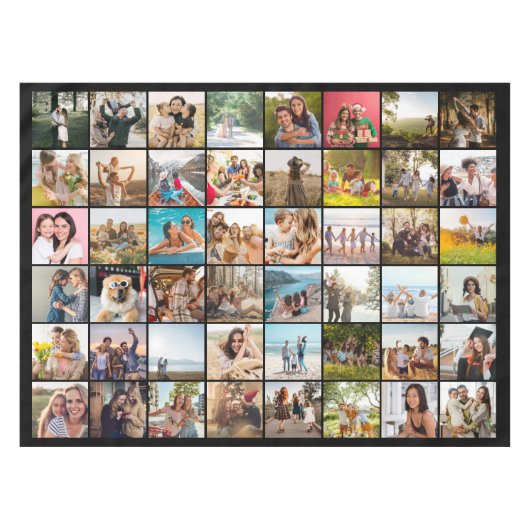 シンプルモダンパーソナライズされた48写真コラージュ テーブルクロス (正面(横))